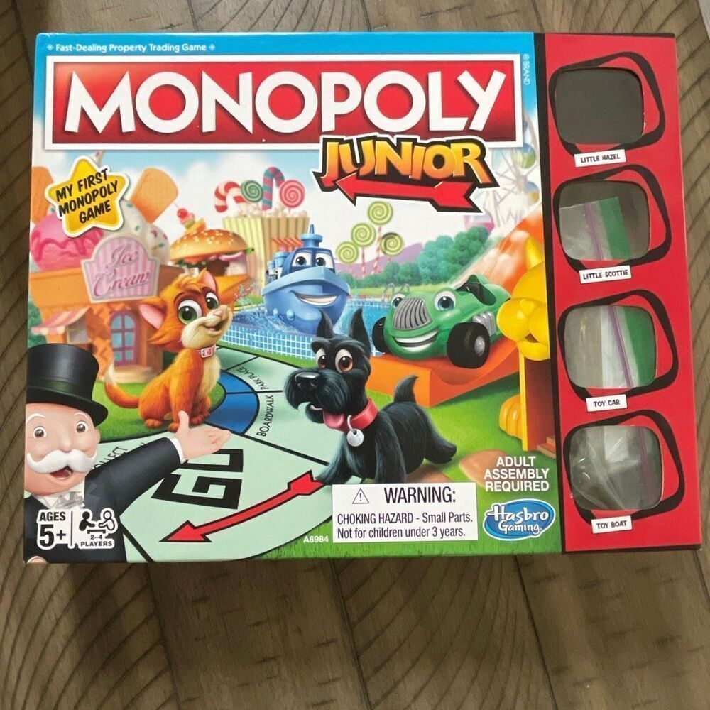Monopoly Junior board game little Hazel and Scotty toy car and boat